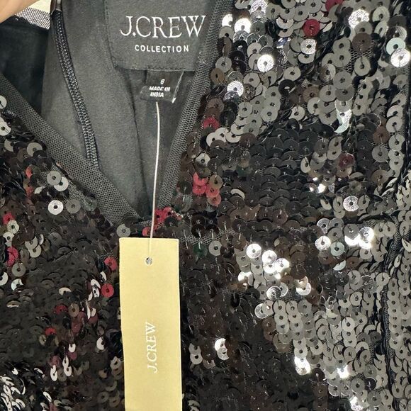 NWT J CREW Collection Sequin midi sheath dress in black - Picture 6 of 10
